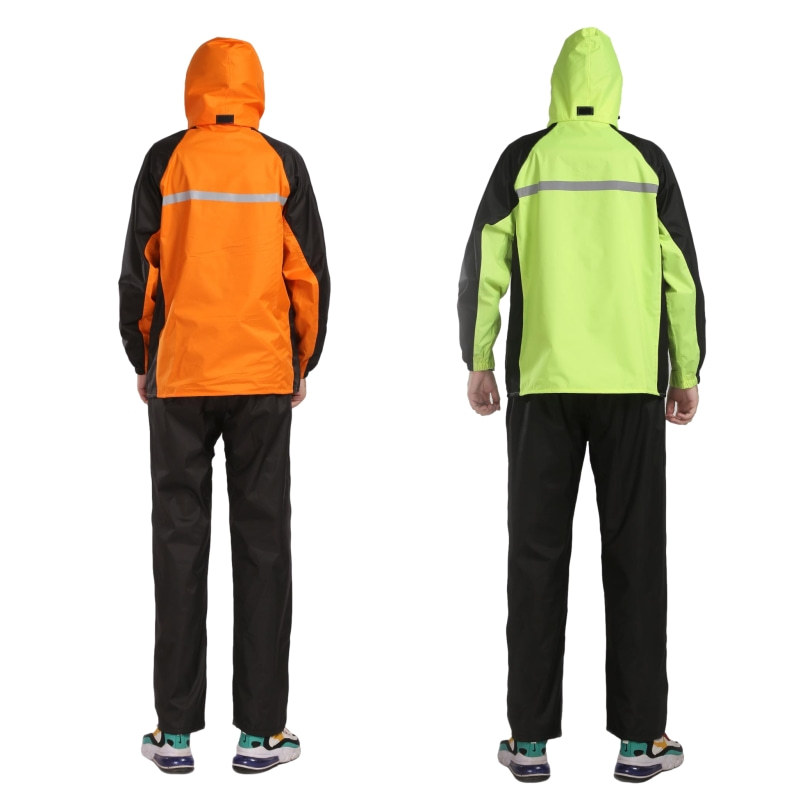 Fashion Colorblock Set Outdoor Riding Rainproof Spring and Asian Textile Thickened Unisex Split Raincoat Set Wholesale