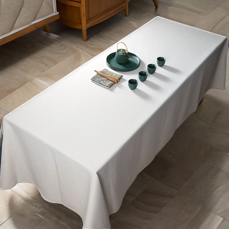 加大桌布网红米白色活动会议酒店餐桌布高级感灰蓝长方形桌面盖布