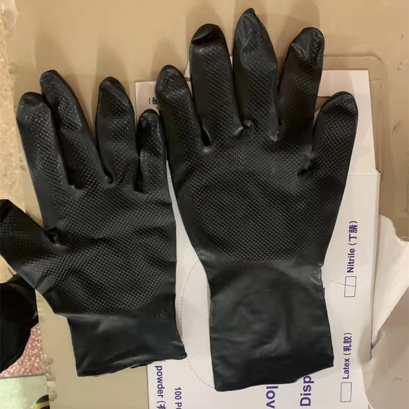 12寸加长黑色丁腈手套加厚纹身刺青机修耐用耐磨防油防滑橡胶手套