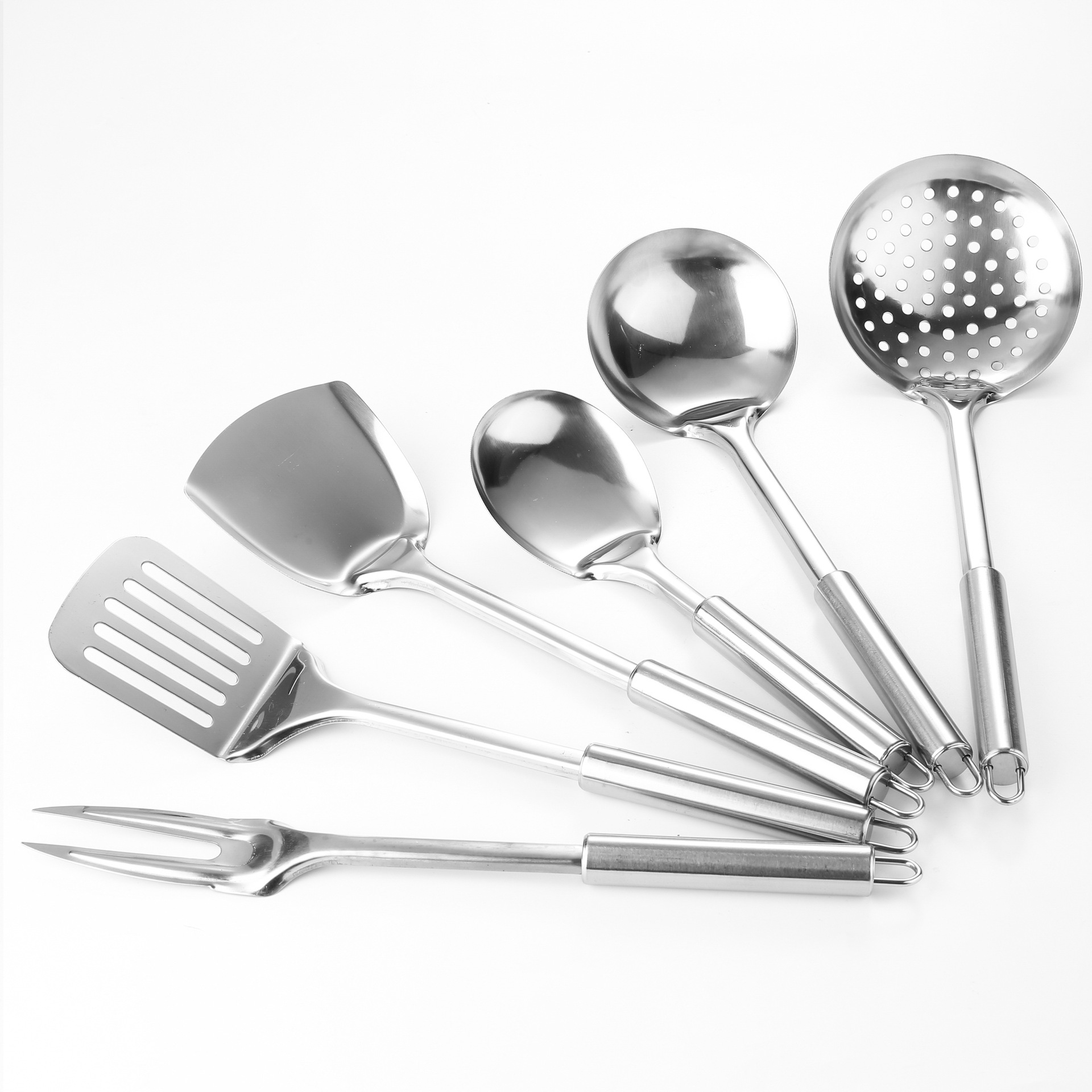 round Tube Kitchenware Stainless Steel Kitchenware Six-Piece Set Porridge Spoon Spatula Gift Set Logo Can Be Added