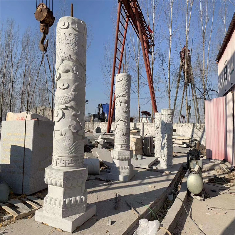 大理石盘龙柱 文化柱设计 家祠寺庙双龙柱青石龙柱厂家定 做
