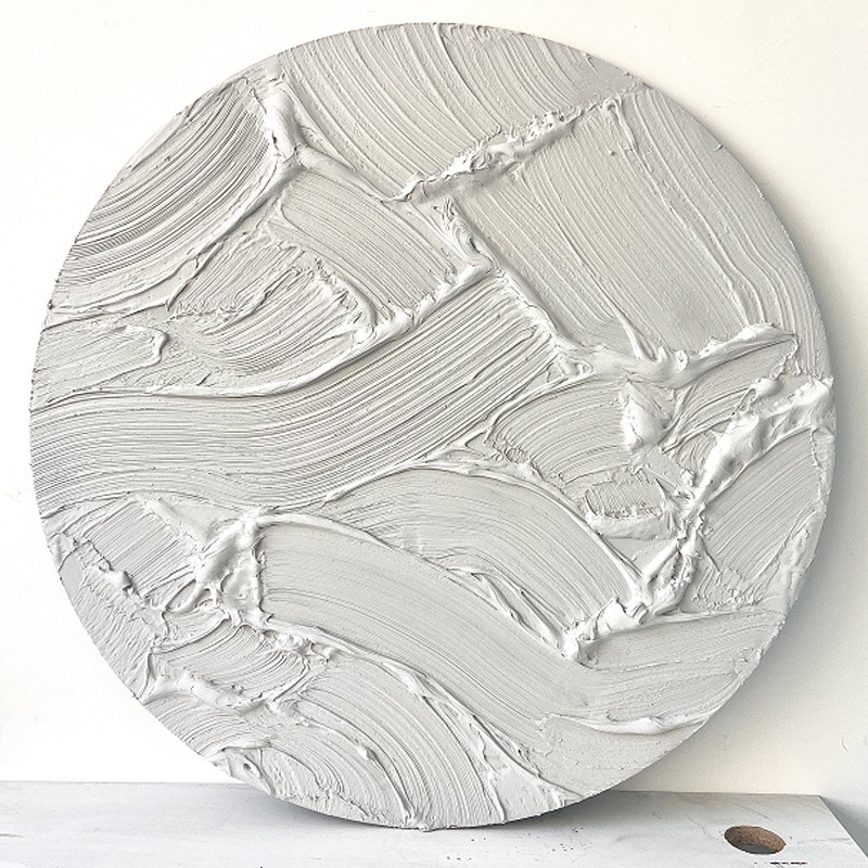 圆形玄关纯手绘厚肌理立体油画抽象壁画样板间设计师小众创意挂画