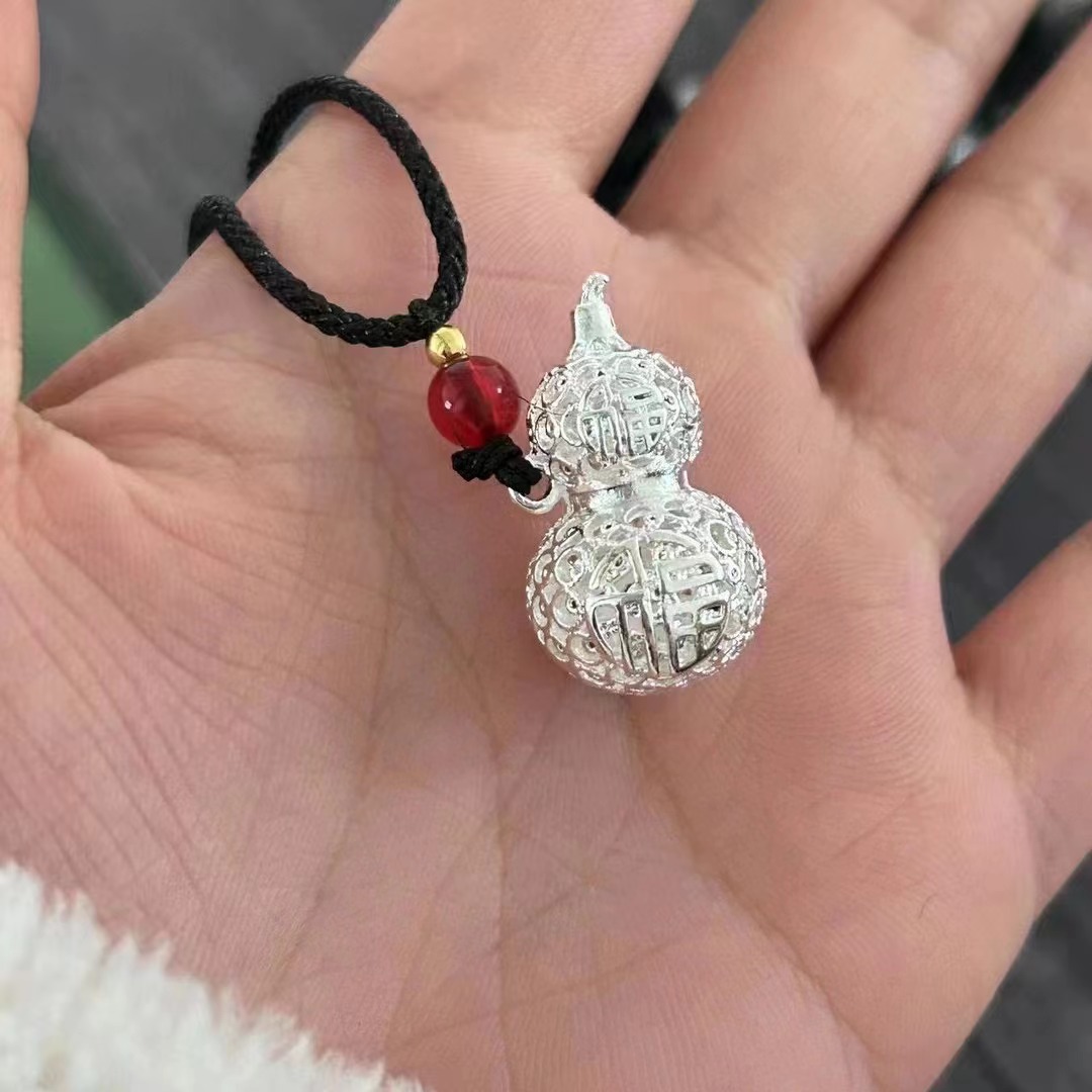 金店同款银葫芦吊坠男女同款福字项链银离子镂空葫芦开业促销活动