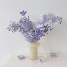 欧式仿真花 中式油画淡紫色蝴蝶兰花 客厅样板房装饰花假花