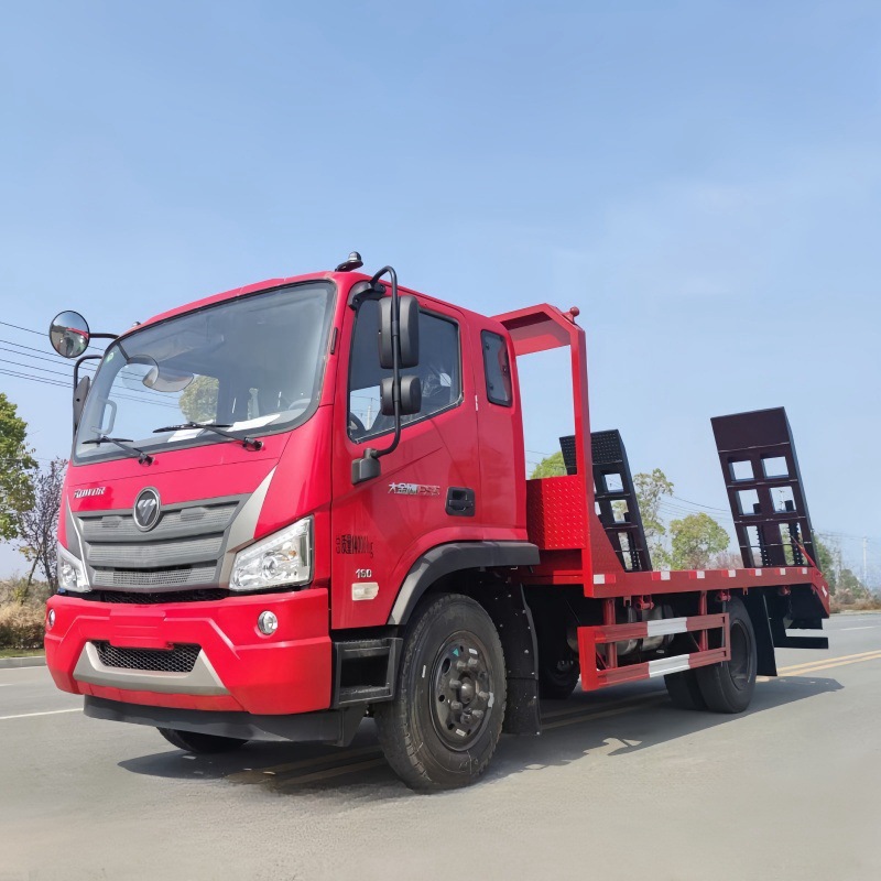 国六福田瑞沃黄牌平板运输车 可上京牌的150挖机平板拖车全国联保