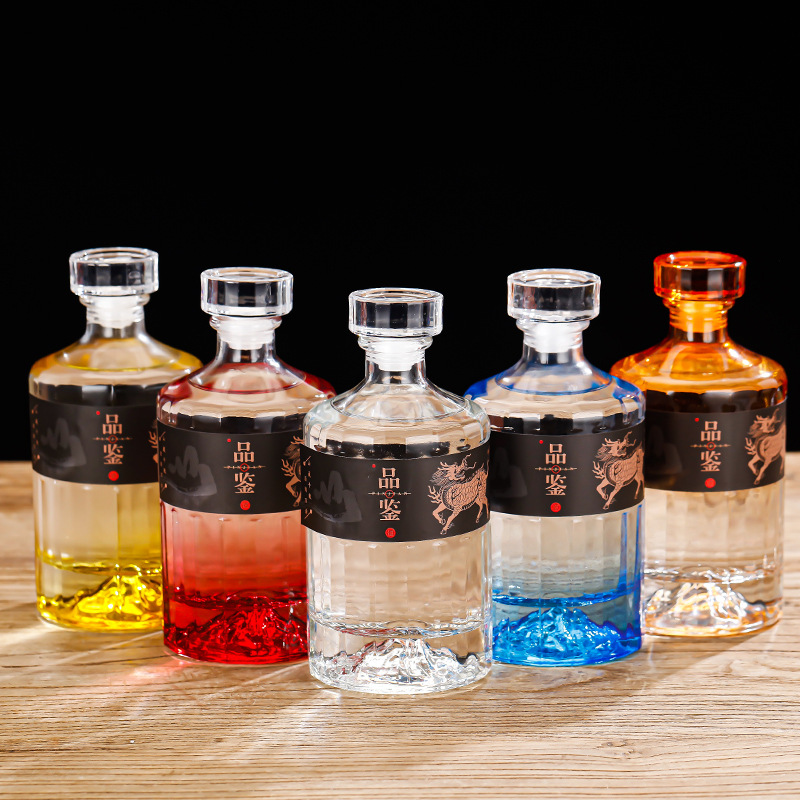 500ml玻璃酒瓶一斤装开山酒瓶自酿酒分装瓶套装批发白酒瓶空瓶