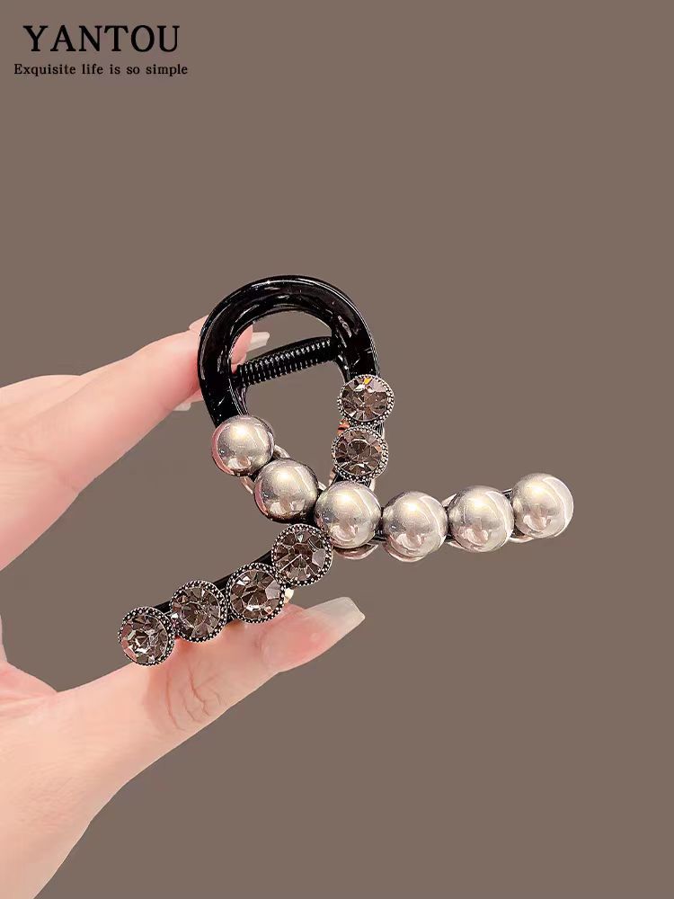 Autumn and Winter New Rhinestone Pearl Grip Best-Seller on Douyin High Ponytail Diamond Beads Barrettes Temperament Wild Hair Accessories