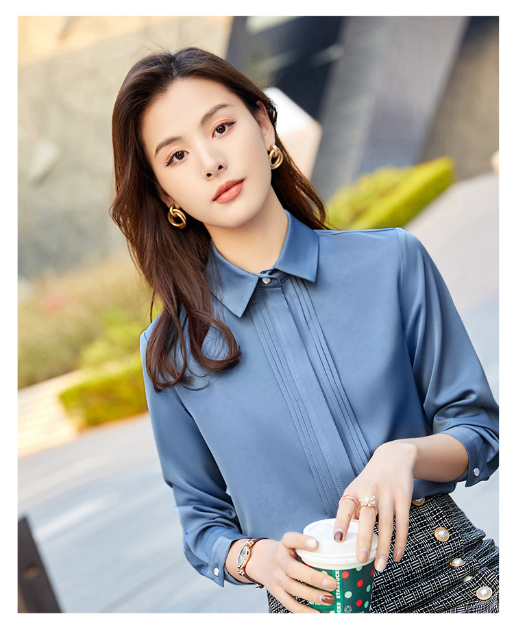 白色衬衫女新款2021年时尚洋气春季上衣女气质修身雪纺长袖白衬衣