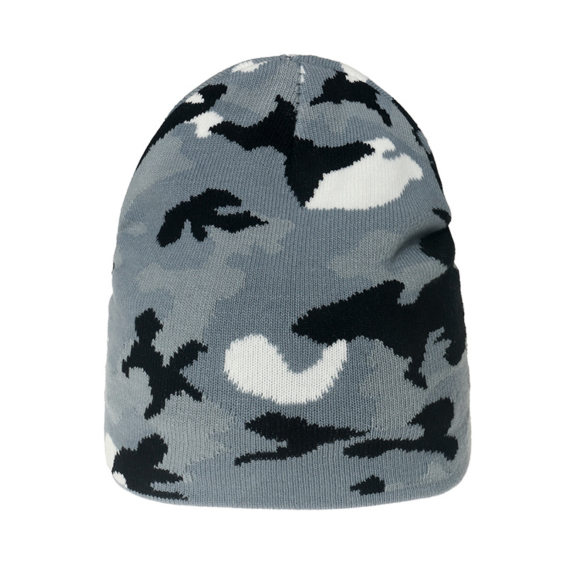Foreign Trade Woolen Cap Amazon Winter Warm Hat Casual Camouflage Jacquard Brimless Beanie Male Beanie Caps