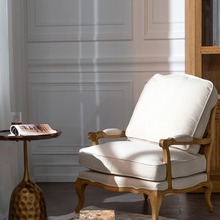美式实木单人沙发椅阳台书房卧室休闲椅懒人椅法式简约客厅老虎椅