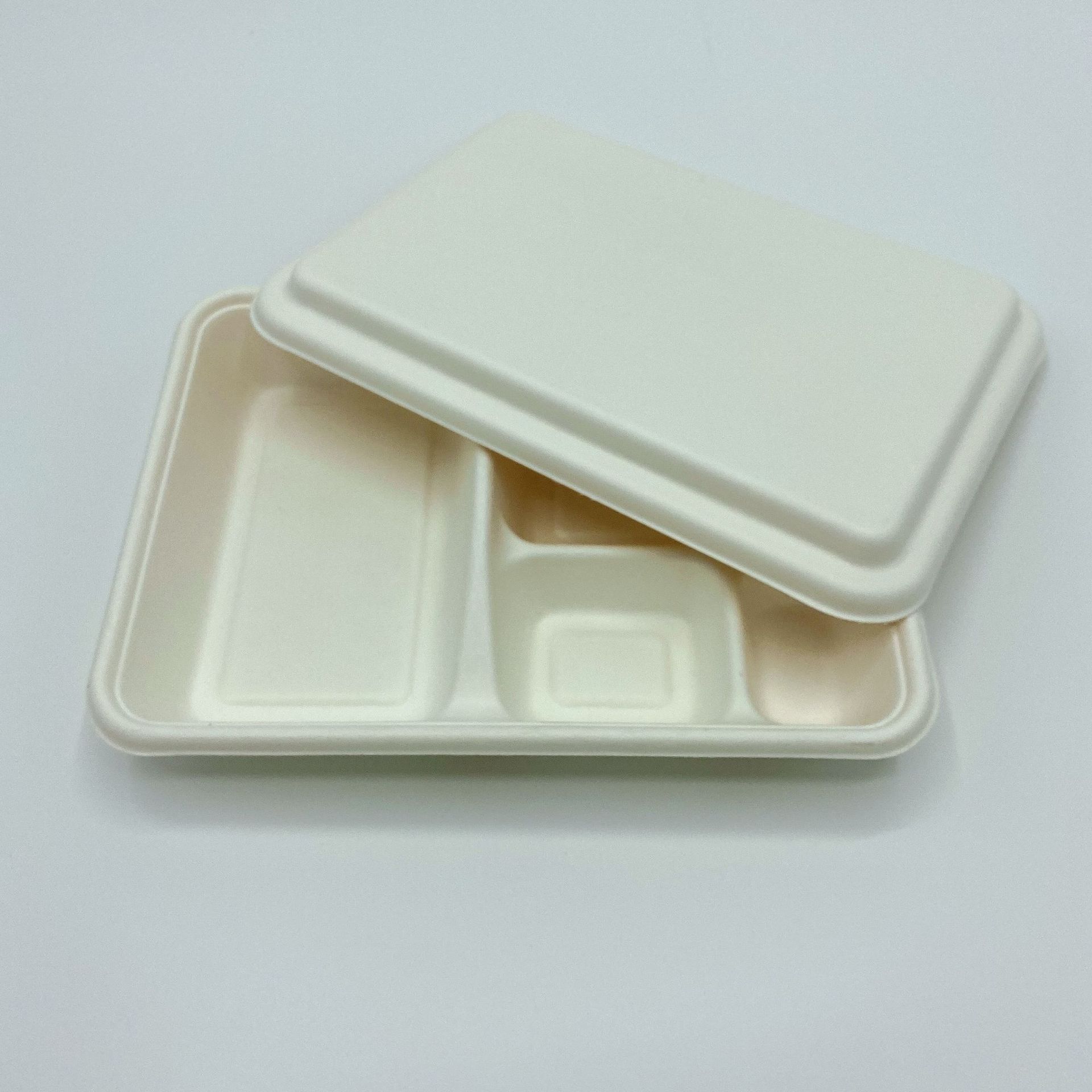 一次性外卖餐饮打包餐盒日式可加热pla可降解白色方形饭盒-报价