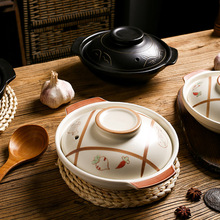 白色陶瓷老式粗土一人食小砂锅家用大小号燃气煲仔饭专用沙锅浅锅
