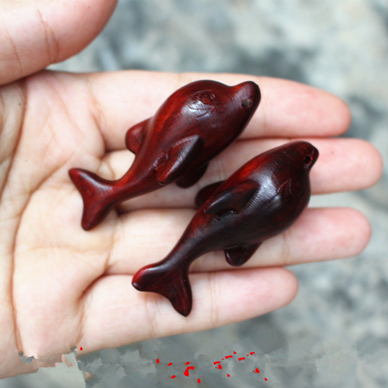 紫檀木吊坠手把件海豚项链挂件檀木小海豚配饰挂链吊坠钥匙扣把件