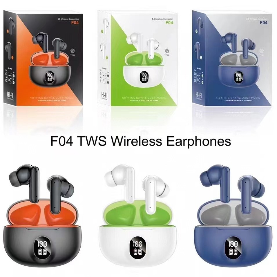 New F04 Noise Reduction Call Bluetooth Headset Sports Waterproof True Stereo Tws Wireless Headset Anc Factory