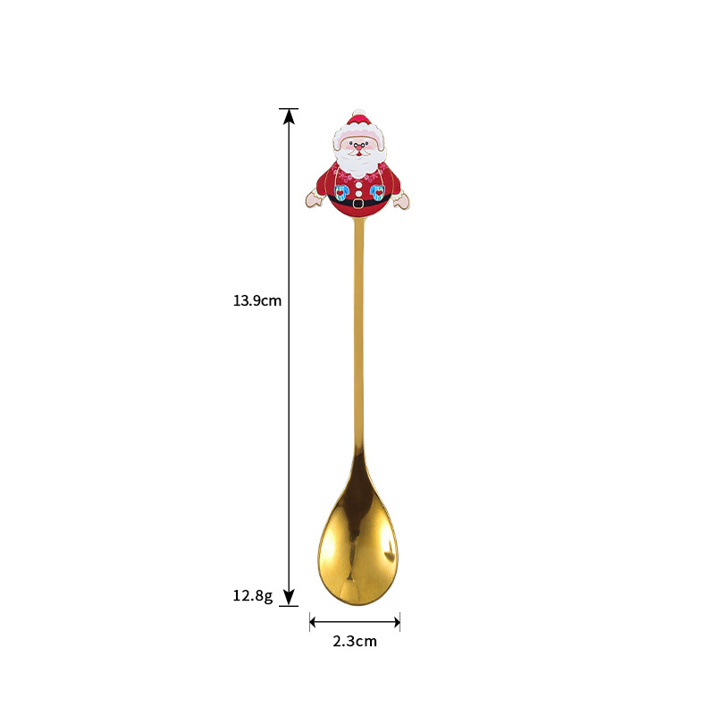 Creative Stainless Steel Christmas Tableware Cute Cartoon Afternoon Tea Coffee Dessert Spoon Gift Factory Wholesale Spot