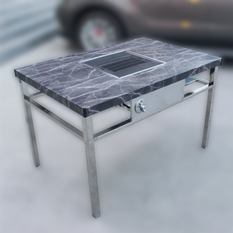 无烟烧烤桌子商用自助烧烤架木炭桌家用户外庭院不锈钢烤羊腿烤炉