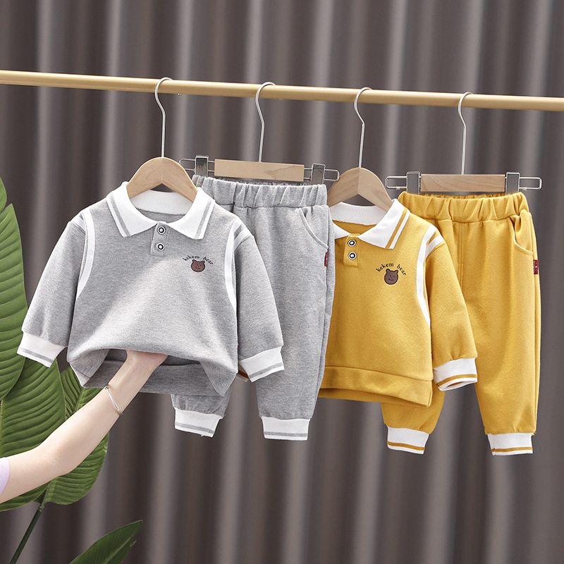 New Men's and Women's Baby Autumn Clothing Sweater Suit Baby Clothes Western Style Spring and Autumn Long Sleeve Two-Piece Set Factory Wholesale