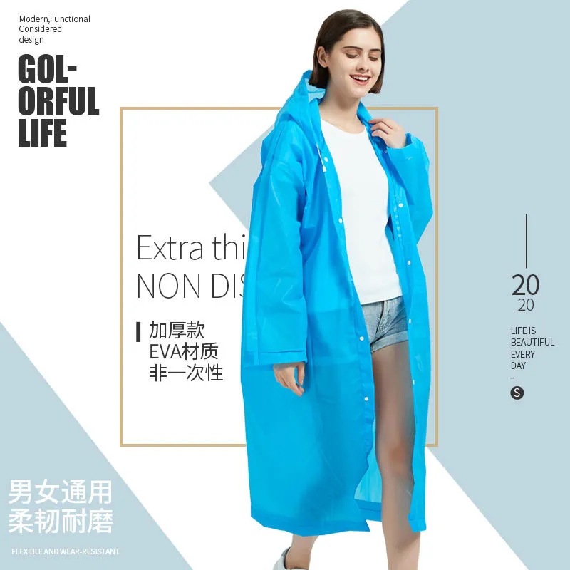 Thickened Non-Disposable Eva Raincoat Portable Adult Men's and Women's Travel Outdoor Waterproof Long Full Body Poncho