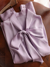 桑蚕丝真丝衬衫女法式设计感长袖气质上衣法式蝴蝶结飘带衬衣