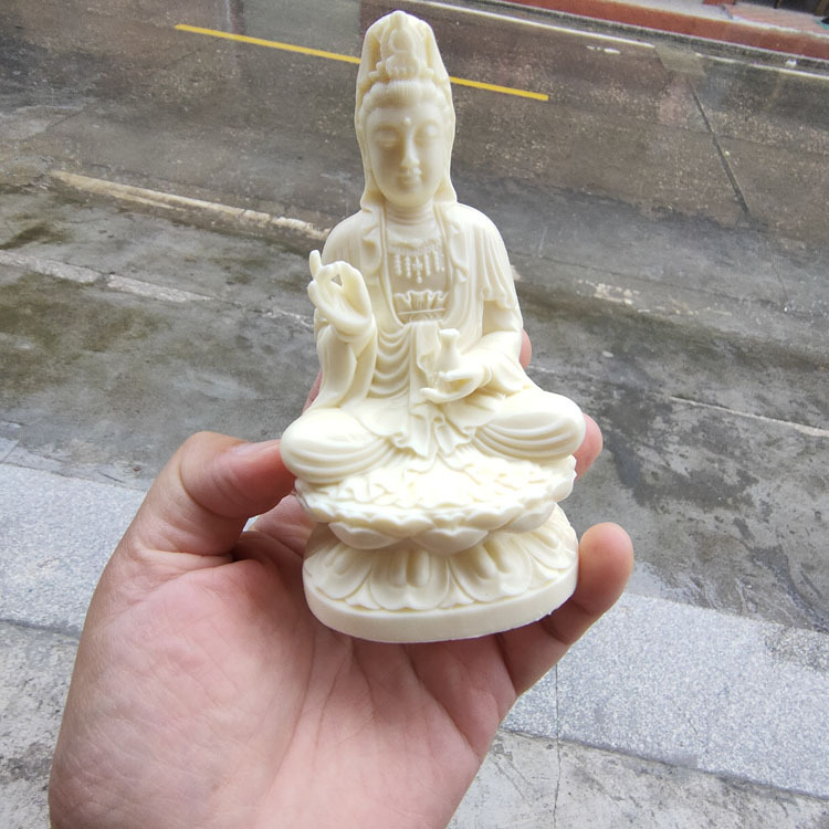 象牙果雕刻观音菩萨佛像摆件客厅家用居家供奉佛观世音菩萨车摆件