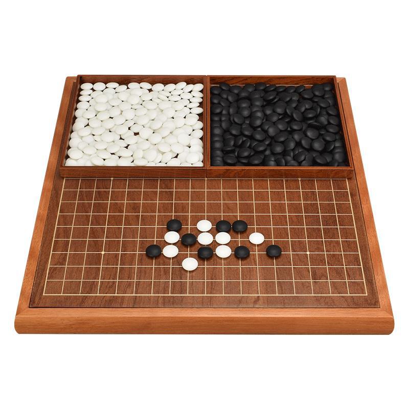 围棋棋盘套装实木围棋象棋双面棋盘木质儿童初学两用棋盘家用