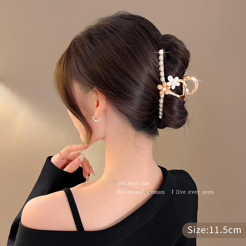 French Style High Sense Grip Female Large Hair Clip Back Head Hair Updo Ins Temperament Milk Color Shark Clip Wholesale