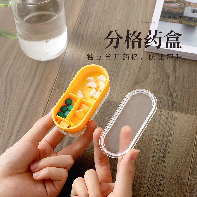 Medicine Dispenser Pill Cutter with Divide Cutting Tablets Separately Packed Case Portable Packing One Week Small Medicine Box 0170