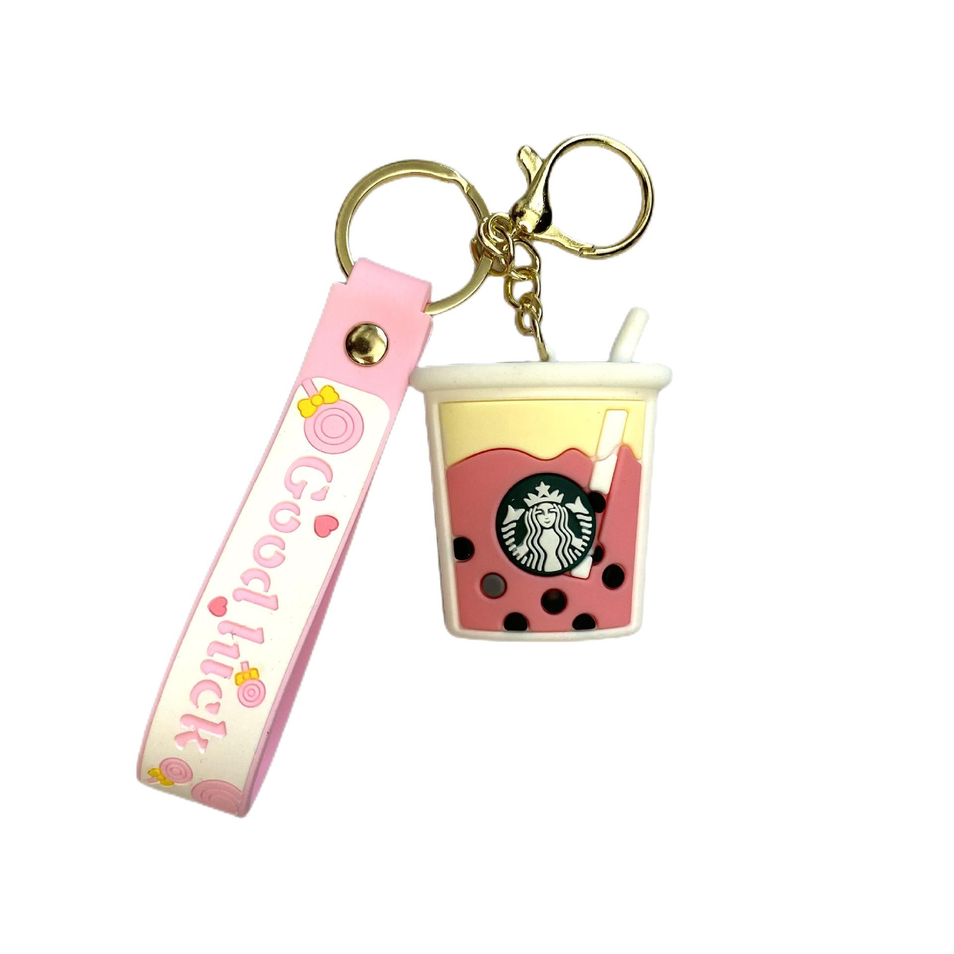 New Starbucks Milky Tea Cup Keychain Handbag Pendant Car Key Chain Schoolbag Accessories Small Gift Wholesale