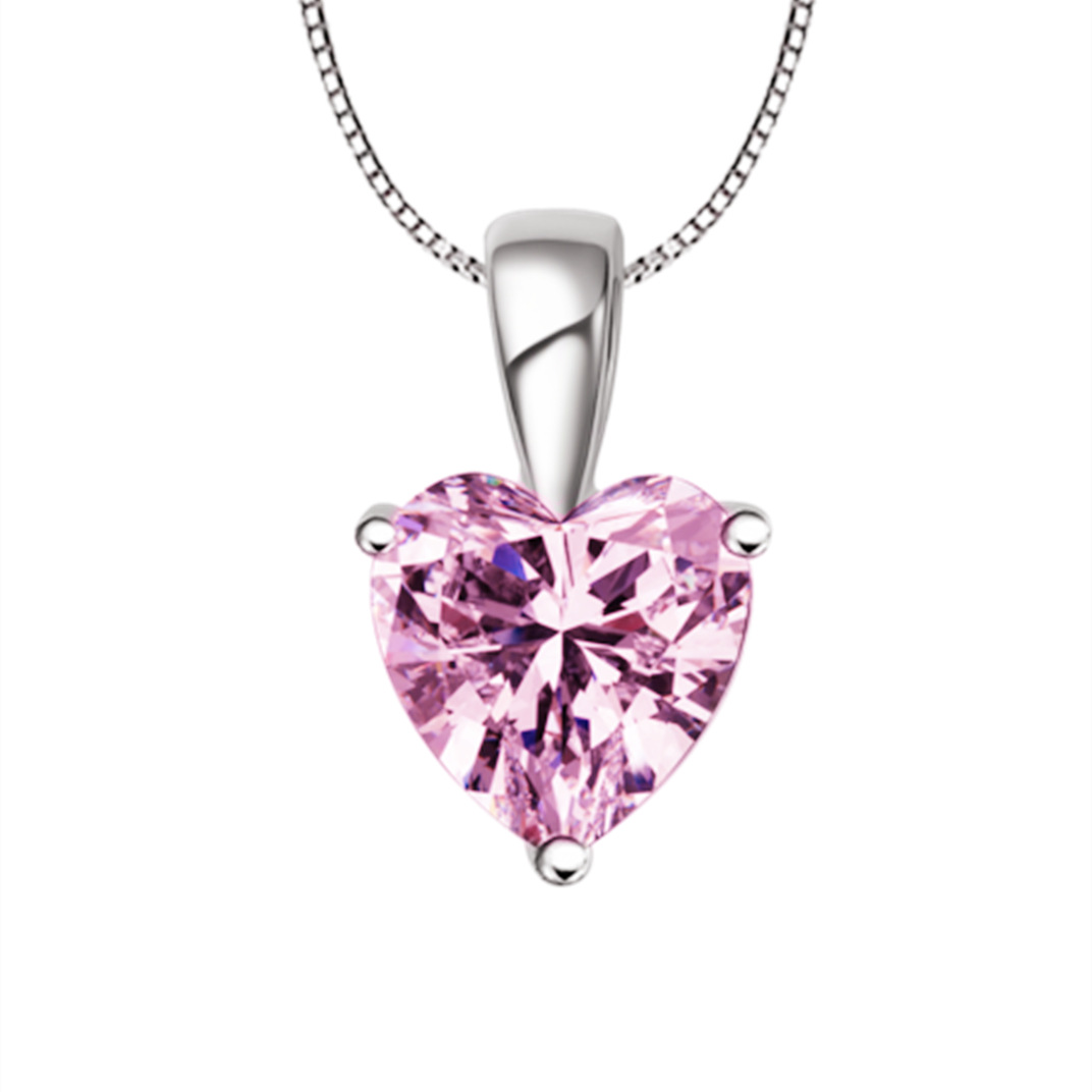 时尚新款托帕石海洋之心吊坠 欧美蓝宝石心形项坠 多色水晶锁骨链