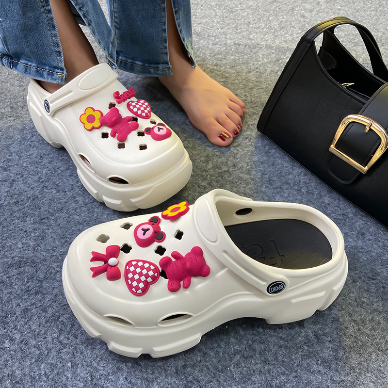 红熊洞洞鞋新款送饰品女鞋厚底凉鞋女士洞洞鞋批发学生夏天拖鞋