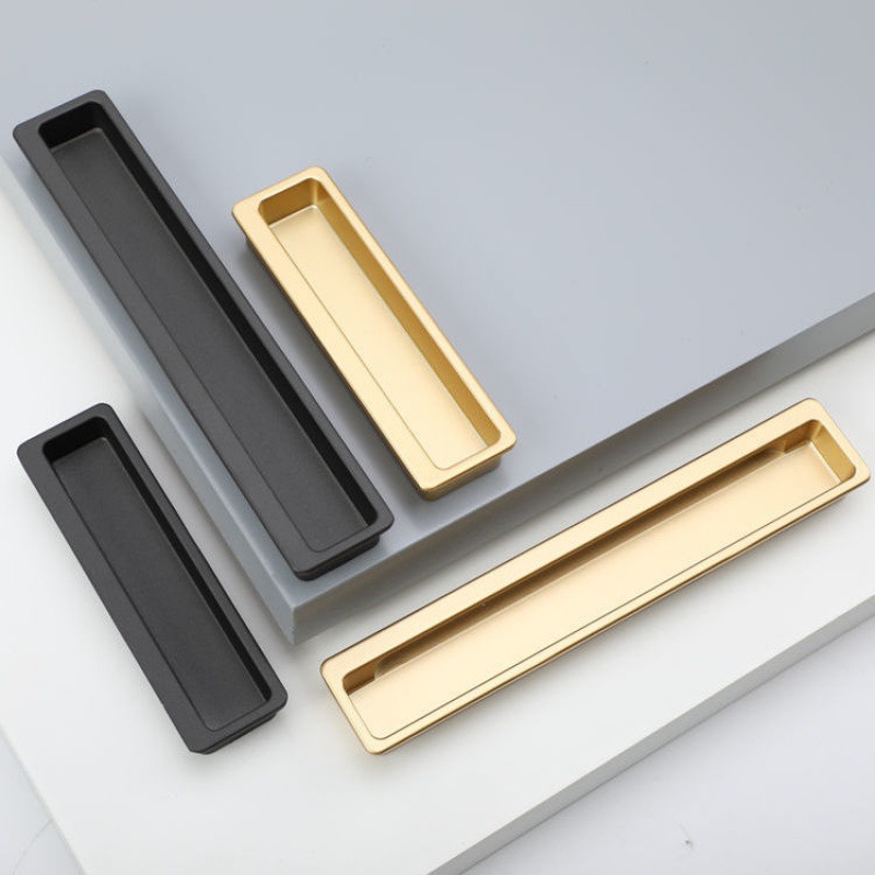 衣柜内嵌拉手暗装金色柜简约橱柜抽屉移把手欧式挖黑色