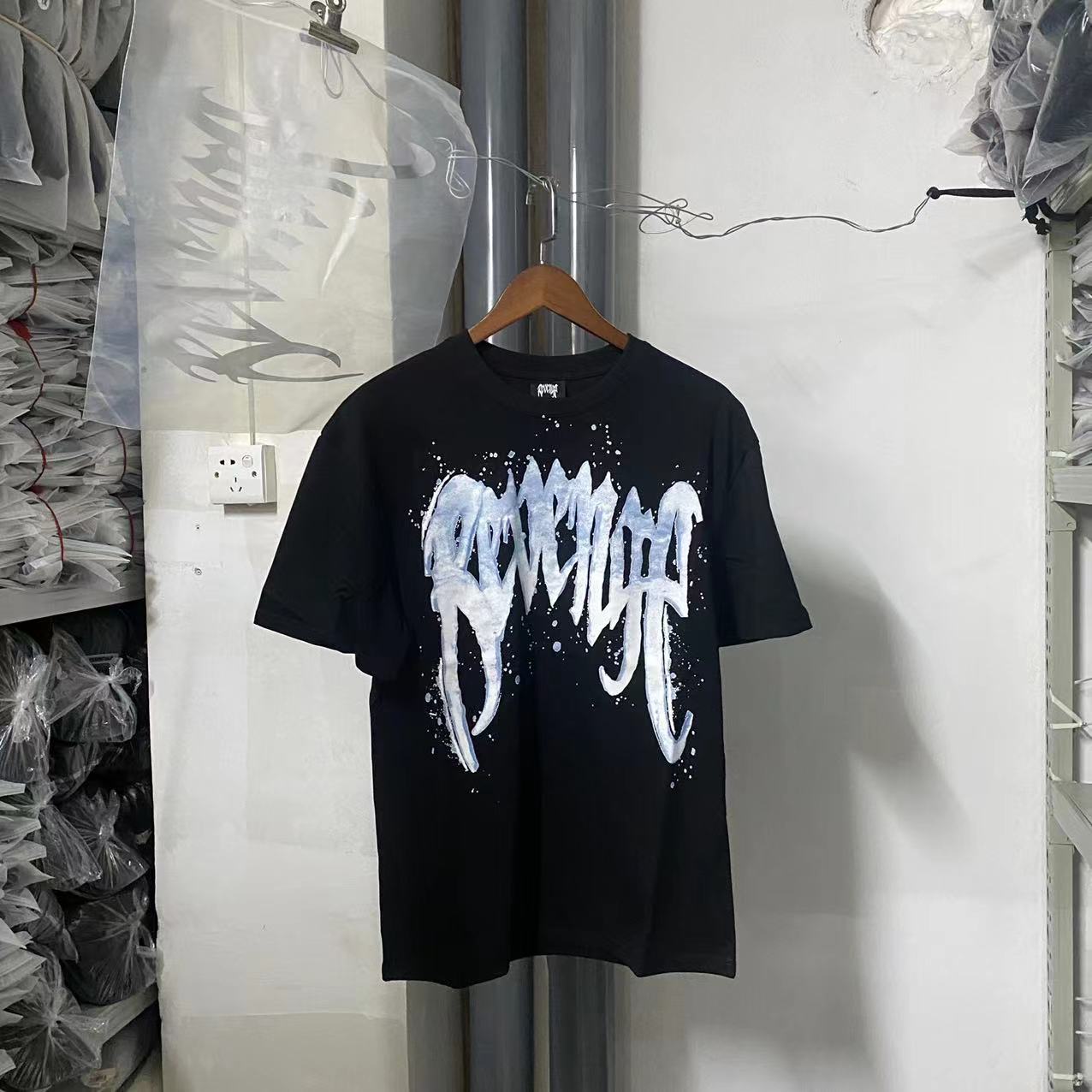 美式高街revenge潮牌t恤雪花涂鸦骷髅头夏季休闲宽松情侣男女短袖