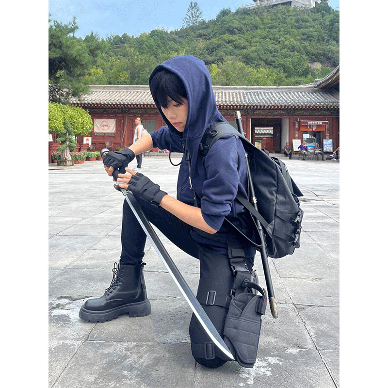 小哥同款外套张起灵cos服重磅新款藏青色卫衣男潮牌情侣连帽上衣