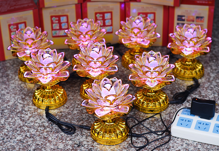 led七彩莲花灯家用佛供灯长明灯佛前供灯佛灯观音财神灯供佛灯