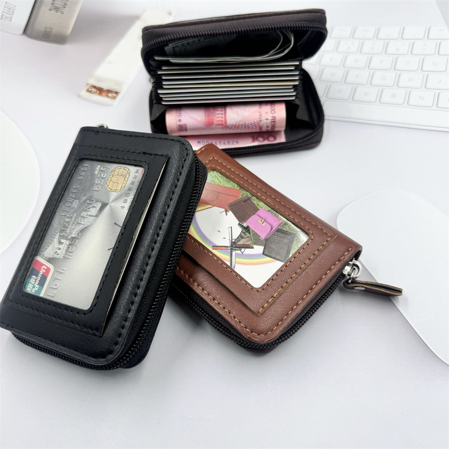 men‘s card holder men‘s short wallet expanding card holder document package fashion zipper multi-card-slot coin purse