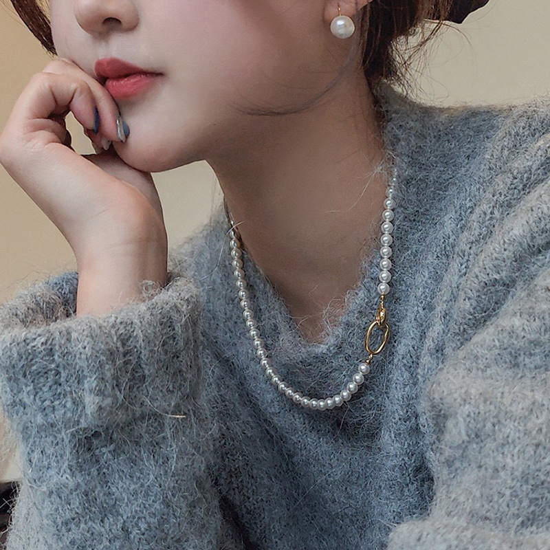 天然淡水珍珠项链女14k注金轻奢小众高级感两戴款毛衣链2023新款