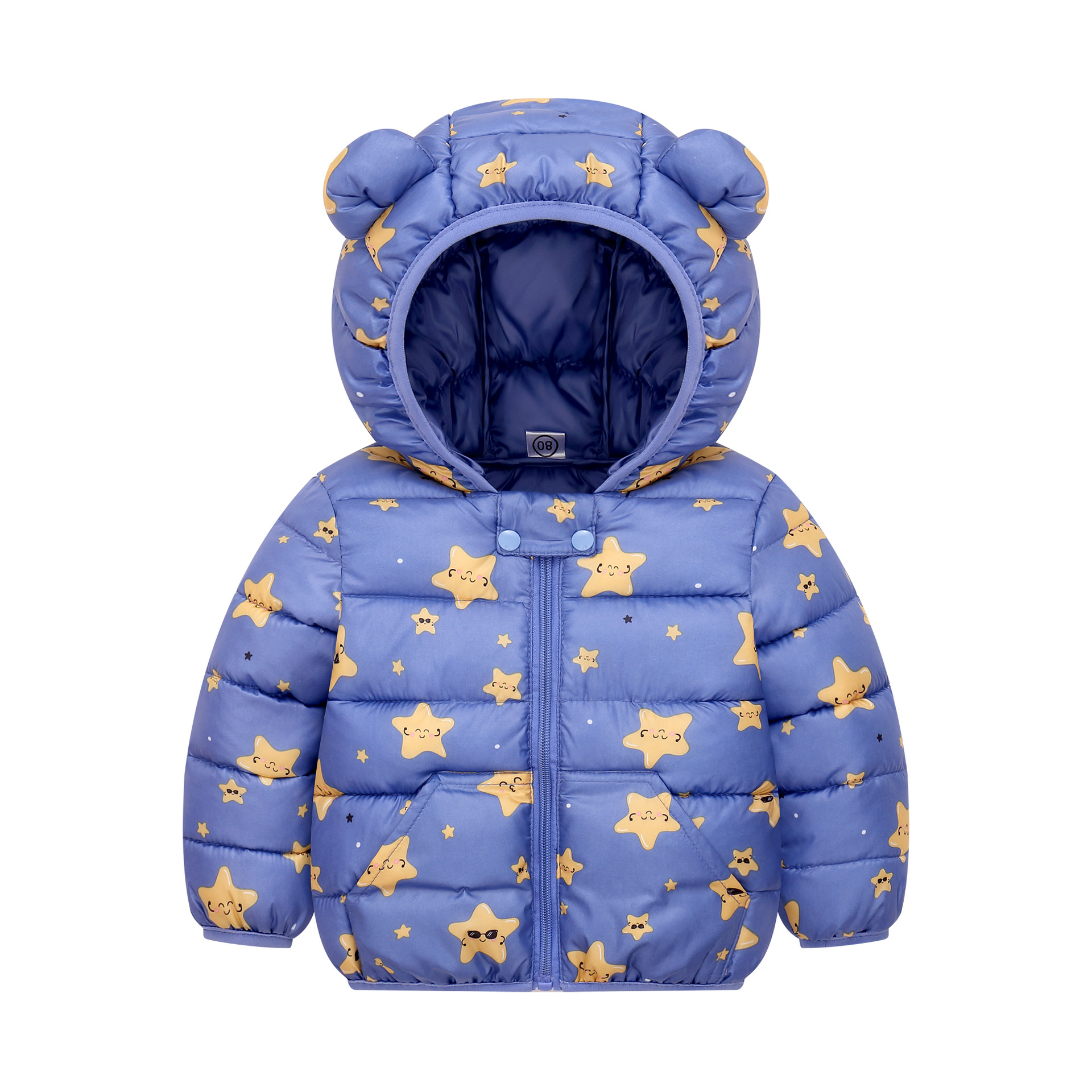 中小儿童羽绒棉服冬新款男童女童印花棉衣可爱宝短款拉链连帽棉袄