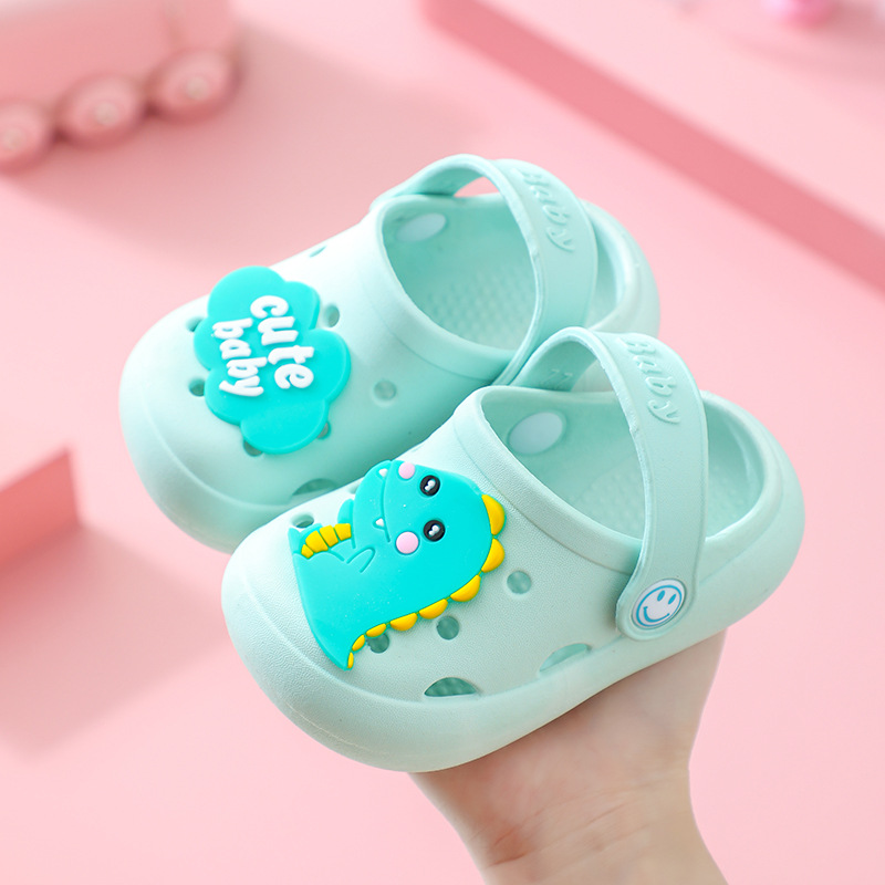 Children's Slippers Summer Boys' Indoor Non-Slip Home Cartoon Baby Girls' Soft Bottom Toddler Toe Cap Slippers Hole Shoes