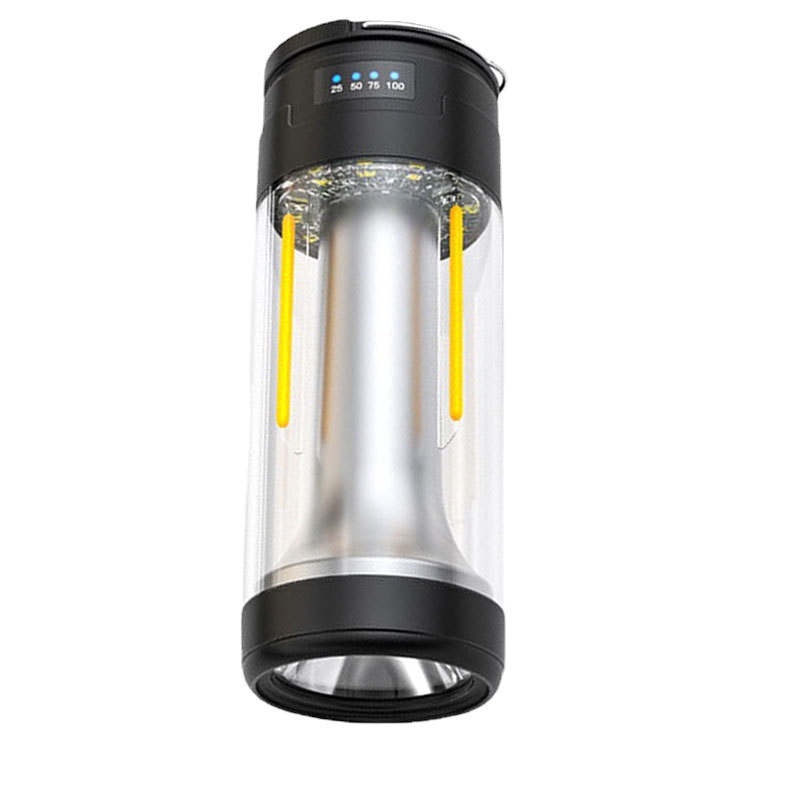 Cross-Border Dual Light Source Camping Lantern Type-C Charging Magnetic Suction Flashlight Work Light Outdoor Camp Three-in-One Camping Lamp