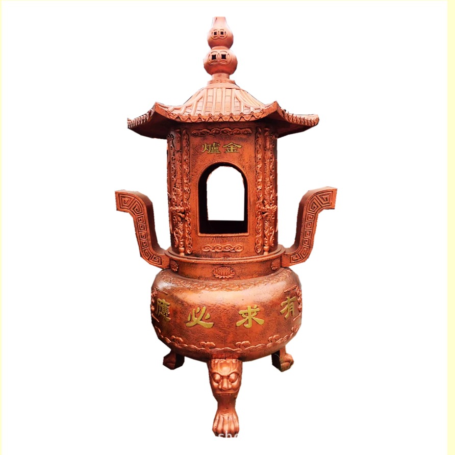 寺院圆形铸铁香炉寺庙烧纸炉 经炉 化宝炉