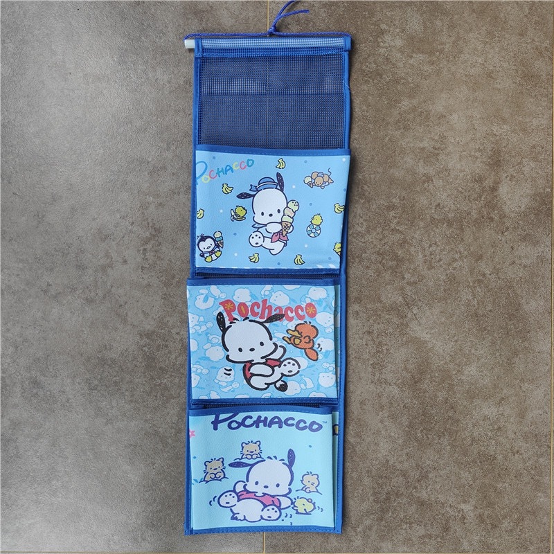 Japanese Cartoon Pacha Dog Three Grid Hanging Storage Bag behind the Wall Door Classification Organizing Folders Girl Heart Bedroom Decorative Bag