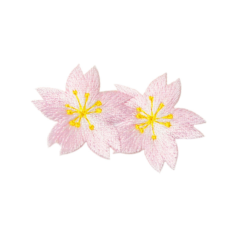 小号精致刺绣白色粉色樱花布贴 花朵衣服补丁贴花diy修补破洞烫贴