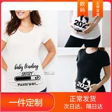 通ebay欧美婴儿装2023印花孕妇T恤孕妇短袖新款妈妈T恤衣服