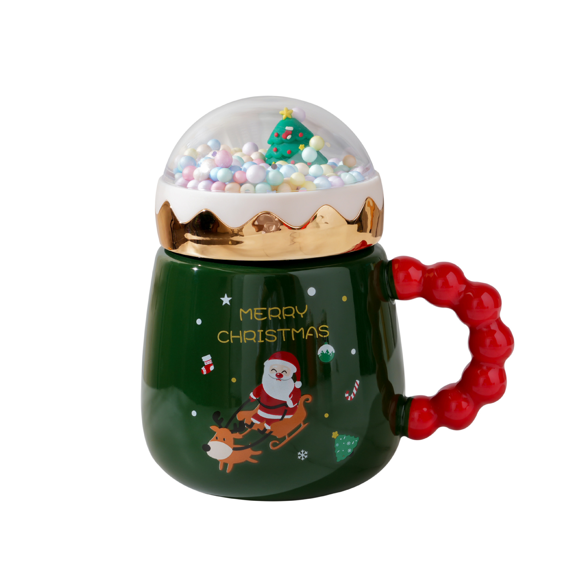 Christmas Ceramic Cup with Cover Spoon Cute Couple Teenage Creative Ceramic Colorful Trendy Korean Cartoon Office