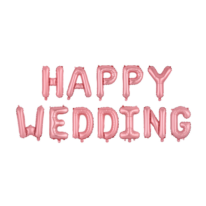 Factory Direct Sales Happy Wedding Happy Wedding Aluminum Film Set Cross-Border 16-Inch Letter Aluminum Film Balloon