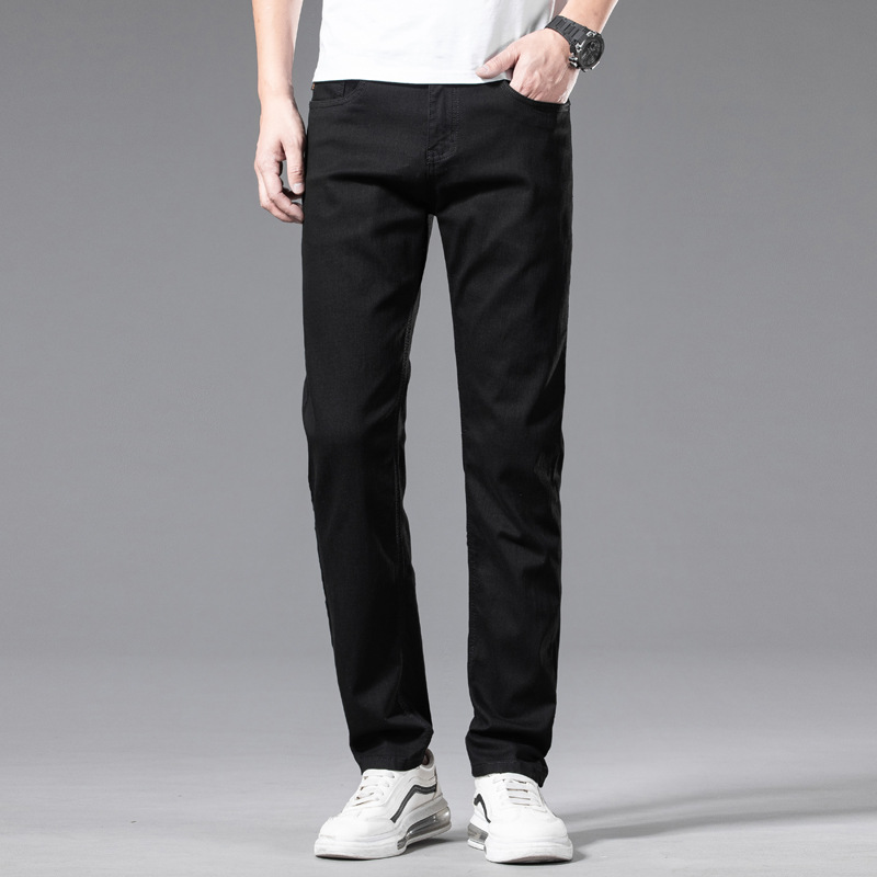 纯色牛仔裤男春夏季新款韩版宽松直筒帅气休闲微弹力男士长裤潮