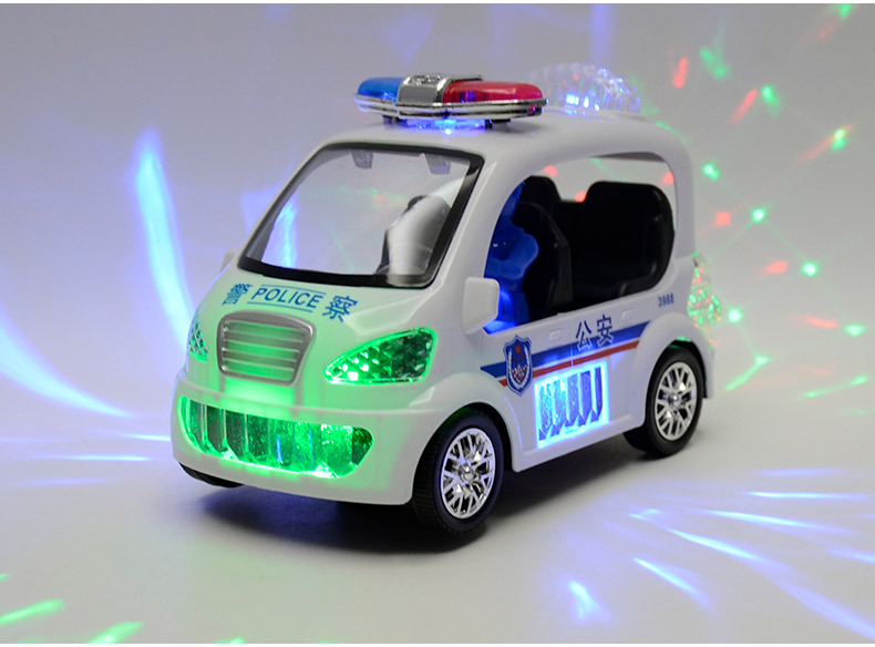 3988 电动万向灯光音乐警察巡逻车 儿童发光玩具地摊批发警车模型