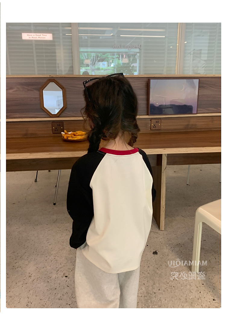 童装儿童韩系卡通印花T恤2024秋季新款女童宽松撞色插肩袖上衣潮详情17