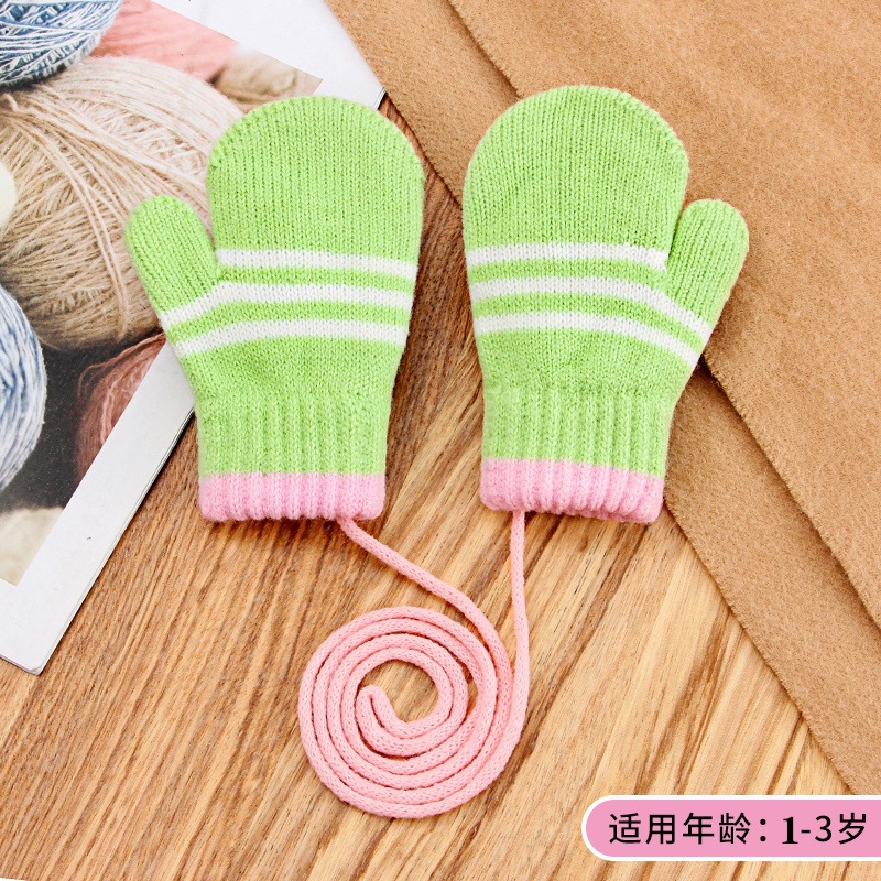 Children's Gloves Winter Finger Knitted Cute Bag Fleece-Lined Warm-Keeping and Cold-Proof Girls' Halter Children's Thickened Wholesale