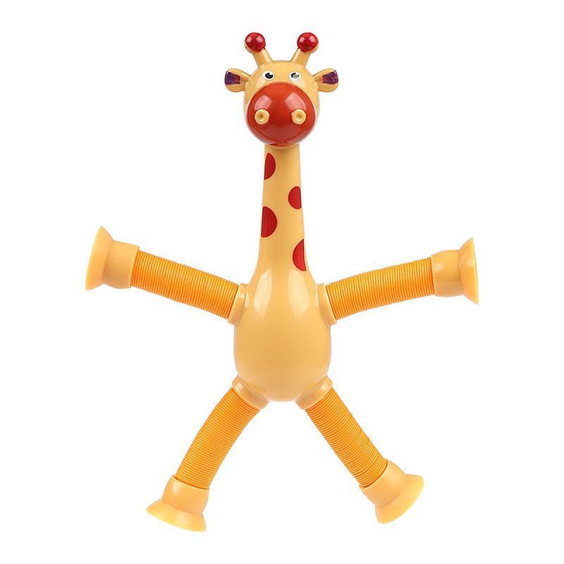 Retractable Sucker Giraffe Luminous Children's Creative Educational Toys Baby Extension Tube Flash Decompression Cartoon Toy